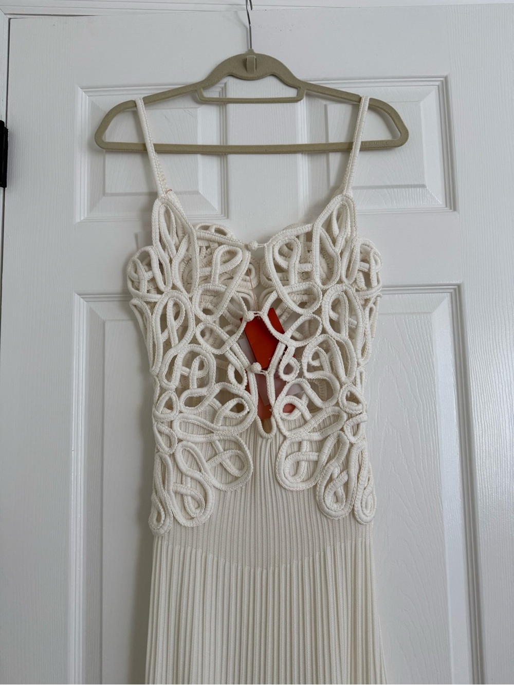 Cult Gaia Nalda Crocheted Semi Sheer Stretch Knit Dress Off White NEW with tags - Picture 5 of 13